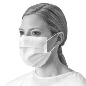 3Ply Procedure/Medical Earloop Mask, Pleated, ASTM F2100 Fluid Barrier (50 Masks) White